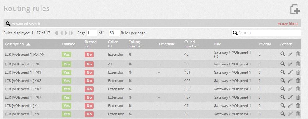 CONFIGURE ROUTING RULES - VOIspeed